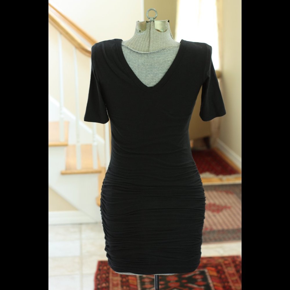 James Perse Solid Black Form Fitting Bodycon Dres… - image 3